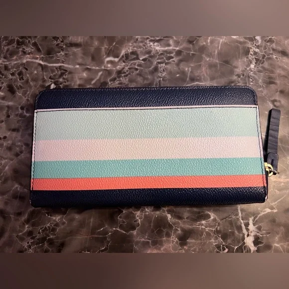 Kate Spade Blue and Pink Striped Wallet - Picture 2 of 8